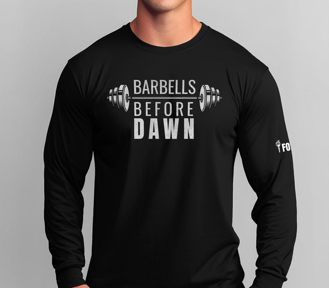 Barbells Before Dawn | Long Sleeve Tee-Fortem Apparel