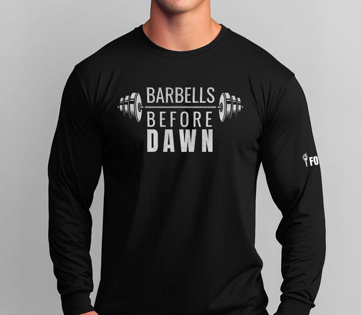 Barbells Before Dawn | Long Sleeve Tee-Fortem Apparel