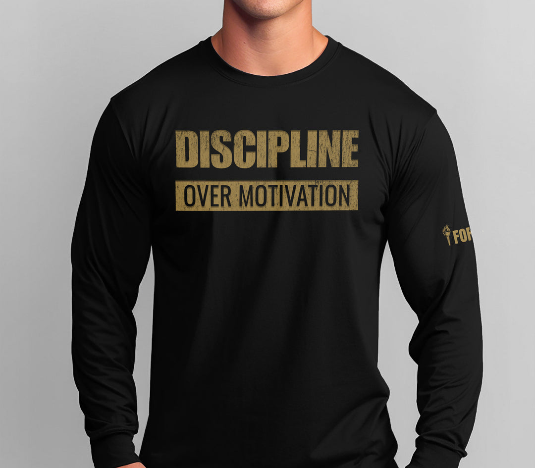 Discipline Over Motivation — Long Sleeve Tee-Fortem Apparel